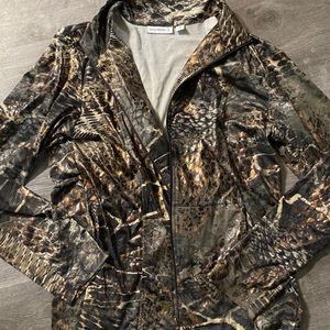 Susan Graver Full zip exotic camo print jacket